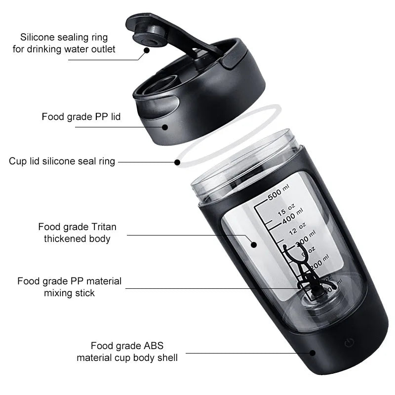 Electric Workout Water Bottle With Mixer