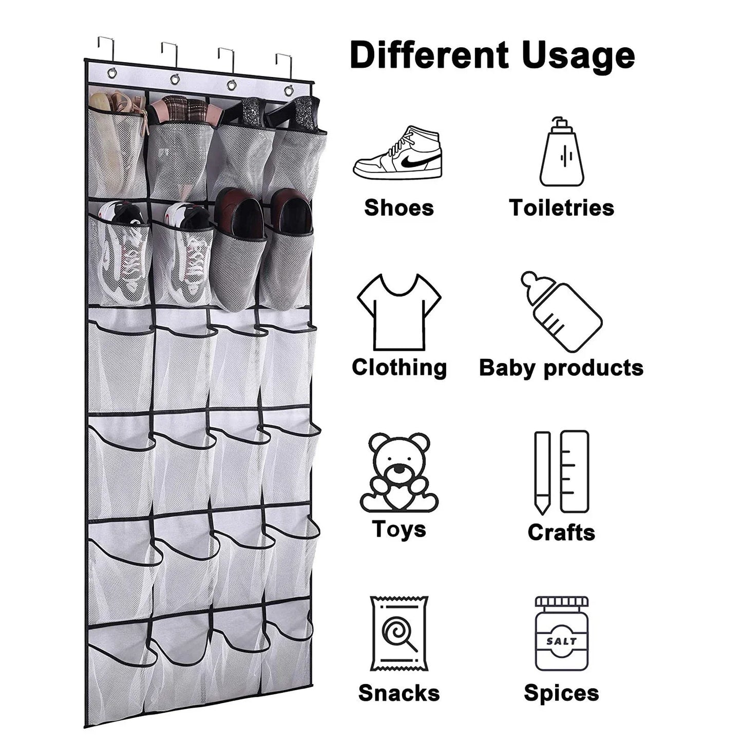 24 Pockets Over the Door Shoe Organizer