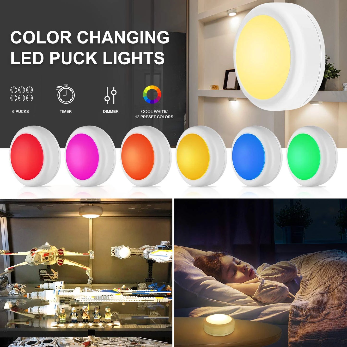 LED Color Changing Puck Lights