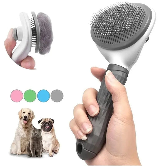 Pet Fur Brush With Self Cleaner Button