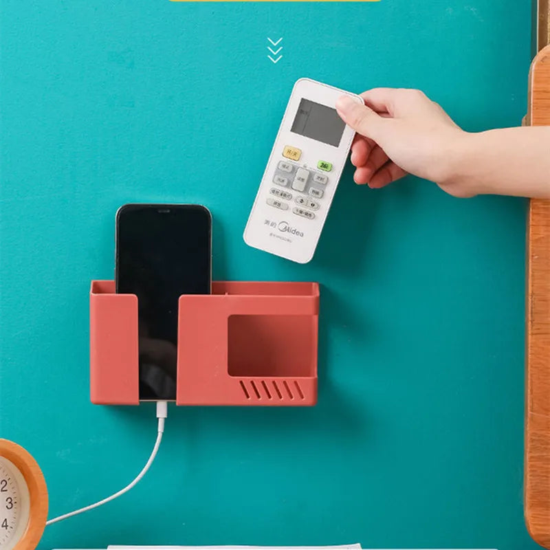 Shelves 2 In 1 Wall-mounted Mobile Phone Charger/Remote Holder